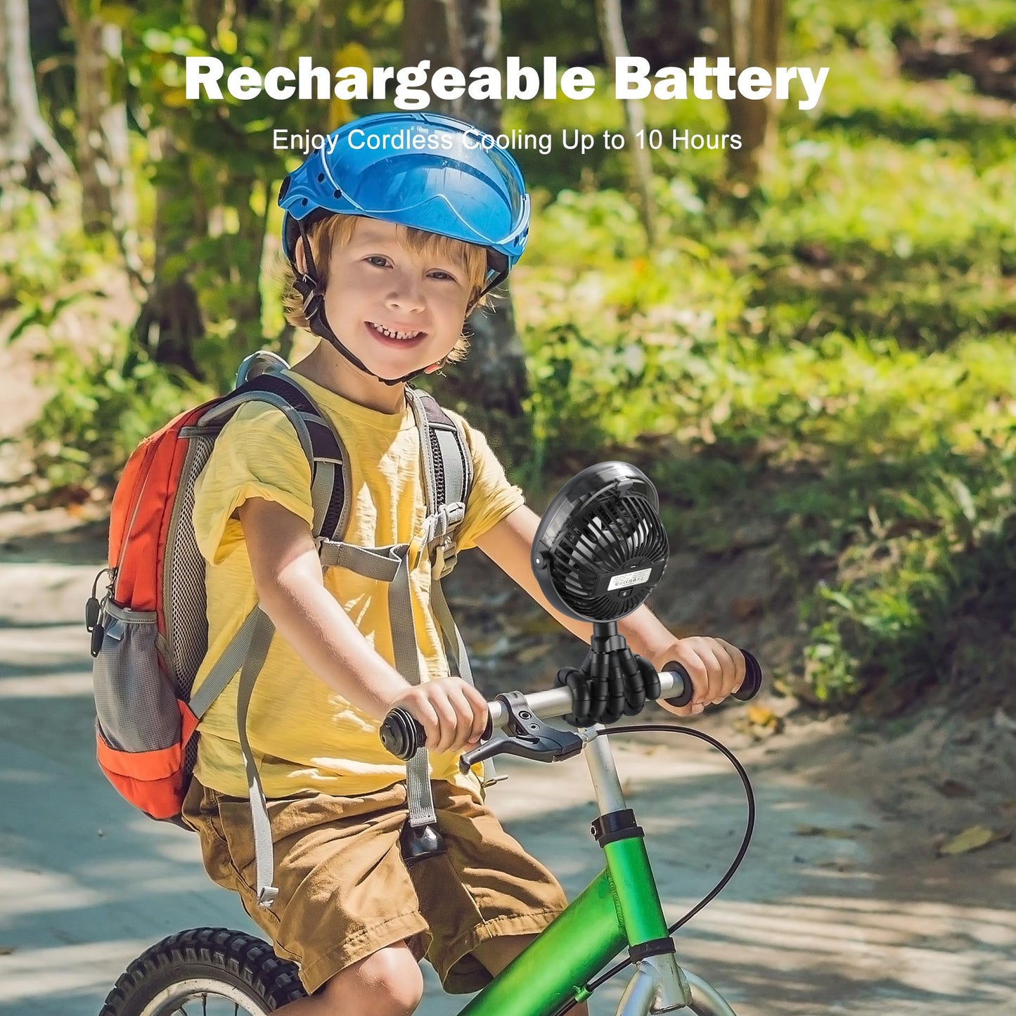 AMACOOL Portable Misting Stroller Fan, Rechargeable Mister Fan with Water Spray, 270°Pivoting, Flexible Tripod Clip on Mist Cooling Fans for Disney Travel Beach Outdoor Car Seat Treadmill Golf Cart