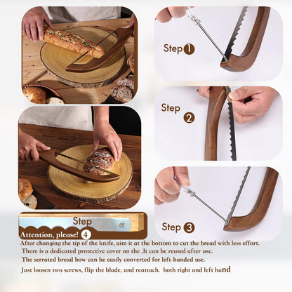 Bread Knife for Homemade Bread,Sourdough bread knife,15.7" Bread slicer for Homemade Bread, Baguettes and More Cuts Thin,Bow Design Easy to Cutting Even Slices