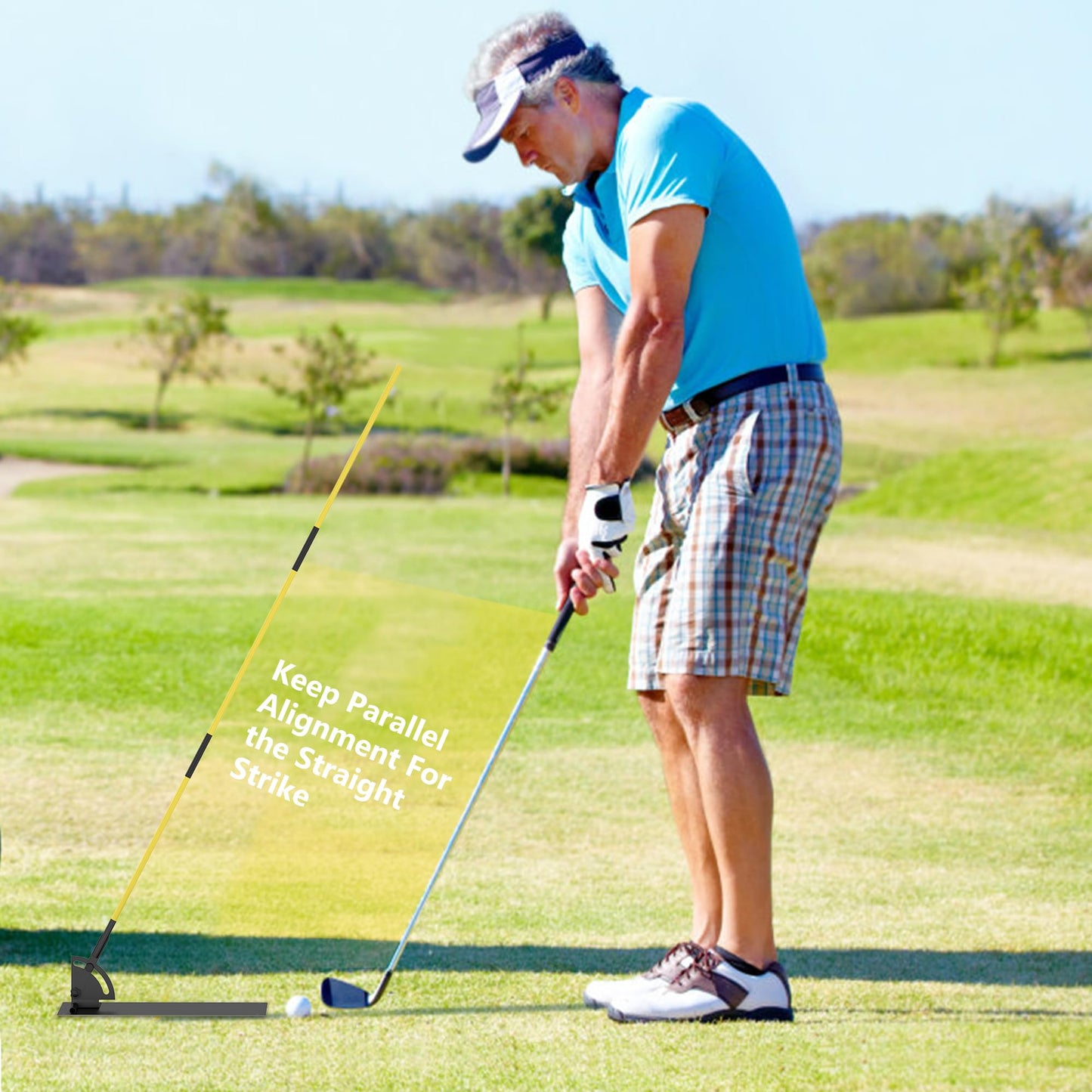 Asyxstar Golf Aligntment Stick Holder Plate Durable Metal Professional Swing Trainer Practice Tool Training Equipment Golf Accessory for Men