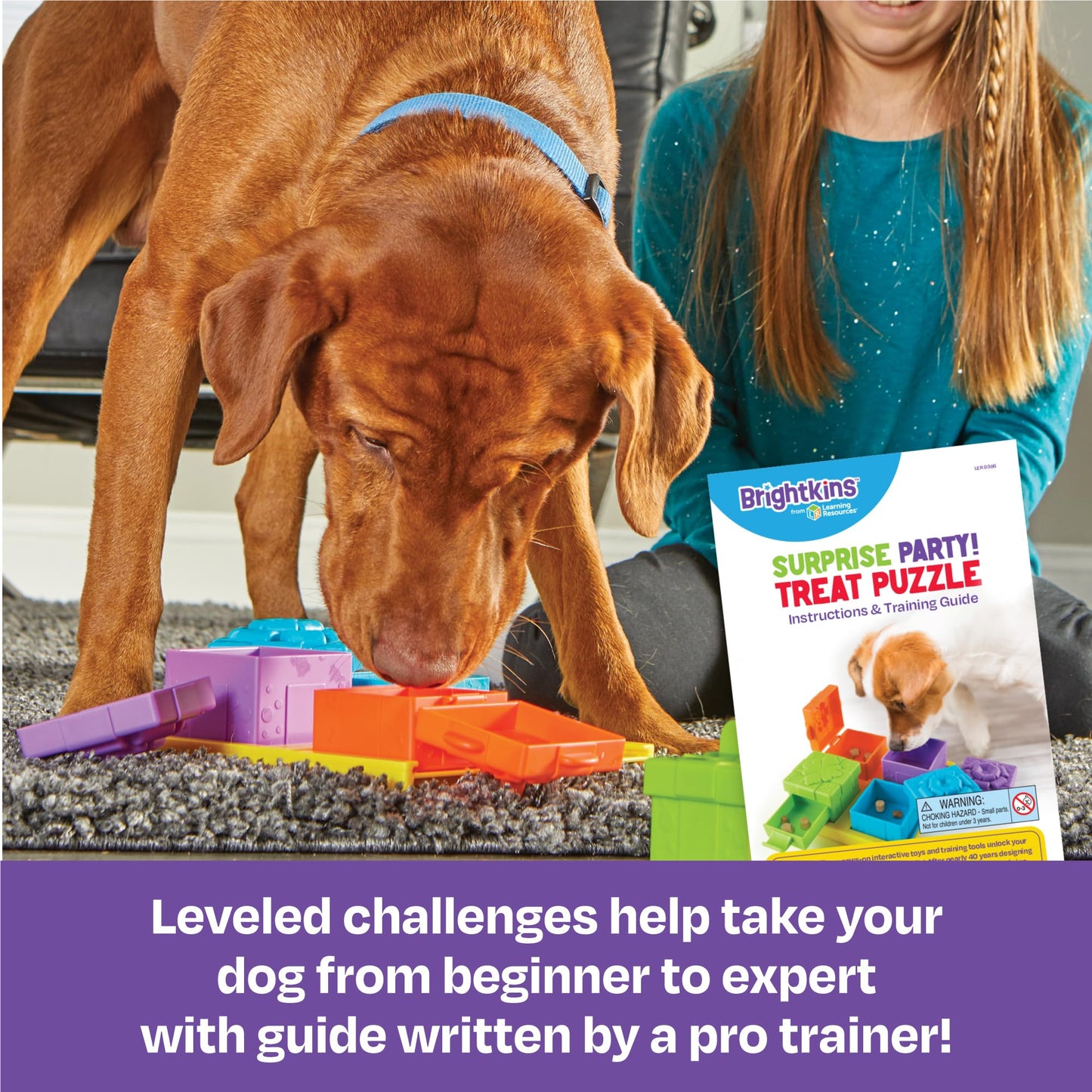 Brightkins Surprise Party Treat Puzzle - Enrichment Puzzls Toys for Dogs, Interactive Gifts for Puppies