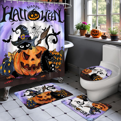 Bonsai Tree Halloween Shower Curtain Set, Halloween Bathroom Decor Set with Shower Curtain and Rugs Accessories, Spooky Curtains for Bathroom Decor Sets 4 Pcs