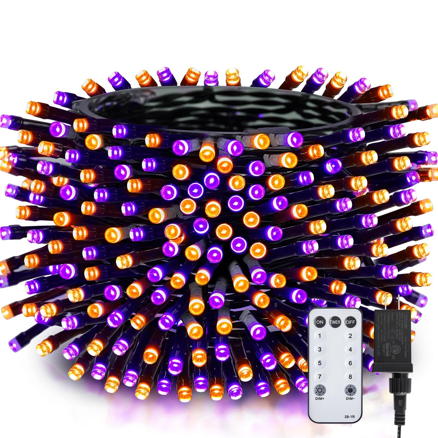 66FT Purple & Orange Halloween Lights Outdoor, 200 LED Halloween String Lights with 8 Modes, Plug in Orange Purple Hanging Twinkle Waterproof Light for Party Garden Bedroom Decorations