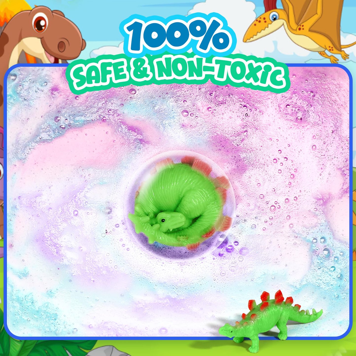Bath Bombs for Kids with Dragon Toys Inside, Sanyi Dinosaur Toys Gifts for Kids 5-7, Dino Egg Fillers Bubble Bath Birthday Gifts for Boys Girls Toddler