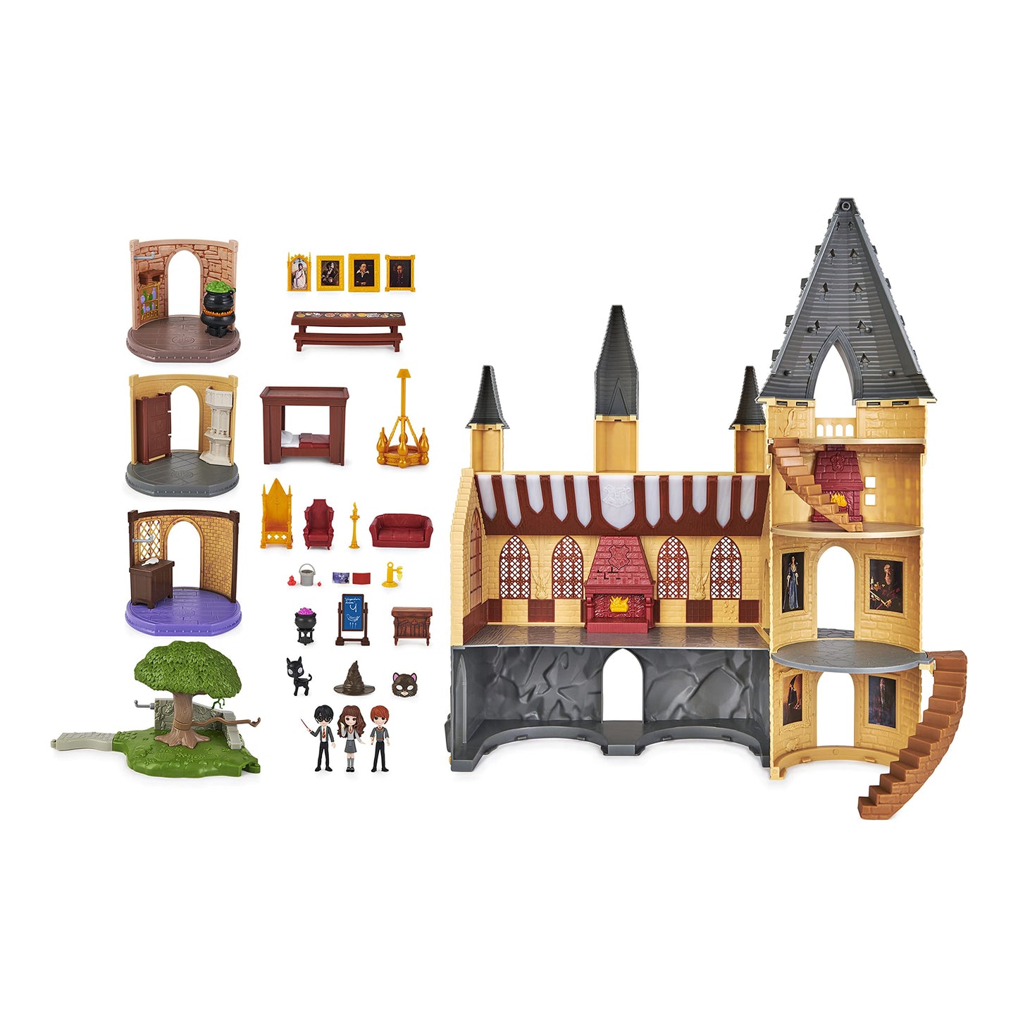 Wizarding World Harry Potter, Magical Minis Exclusive Deluxe Hogwarts Castle, 3 Classroom Playsets, 22 Accessories, 3 Figures, Lights and Sounds