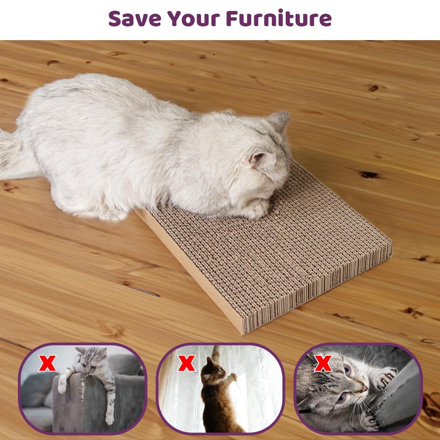 5 in 1 Cat Scratcher Cardboard,XL-Large Cat Scratch Pad,Cat Scratching Boards with Box for Medium to Large Cat Indoor Use Protecting Furniture Wall and Sofa
