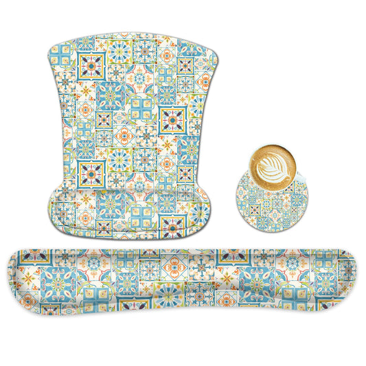 icolor Keyboard Wrist Rest Pad Mouse Pad Set,Ergonomic Mouse Pad for Laptop Computer,Wrist Support Memory Foam Desk Pad for Gaming Office,Non Slip Rubber Mousepad Typing Relief Pain (Mousepad208)