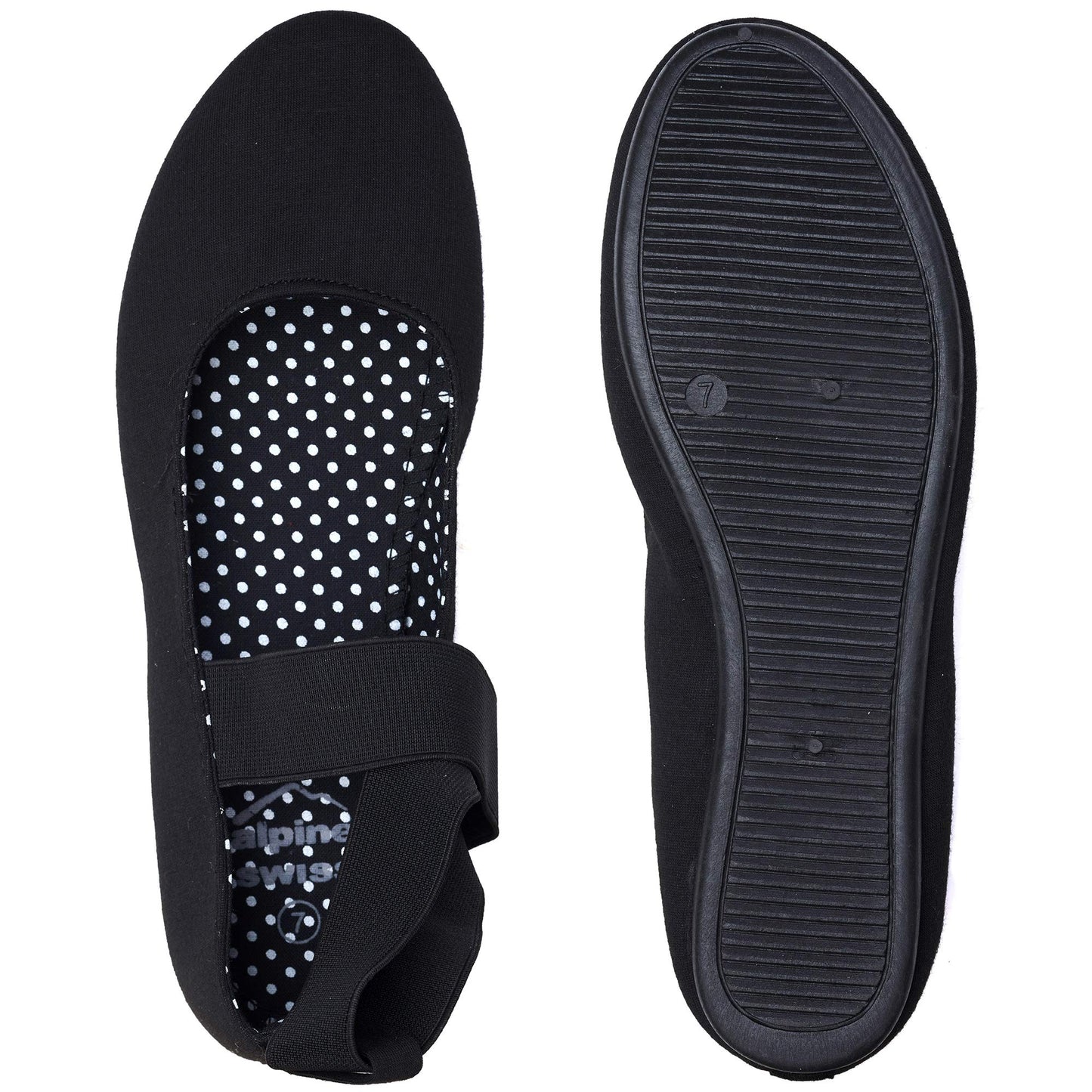 Alpine Swiss Peony Ballet Flats Shoes for Women | Elastic Ankle Strap Flats | Round Closed-Toe Shoes | Slip On Loafers | Padded for Comfort BLK 11