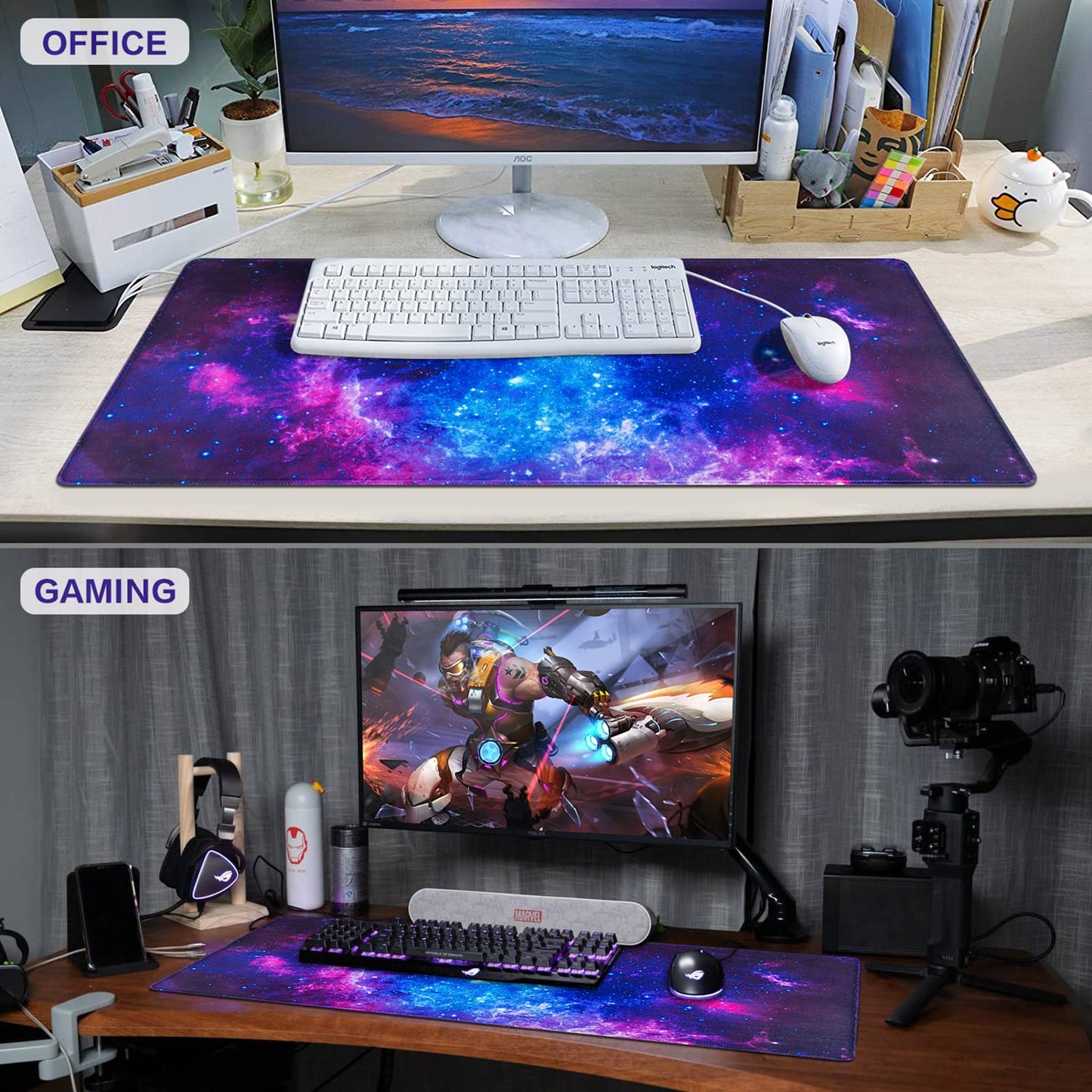 Canjoy Gaming Mouse Pad, 31.5x15.7inch Large Extended Mousepad Big Computer Desk mat for Keyboard and Mouse Full Desk Mouse Mat with Non-Slip & Rubber Base