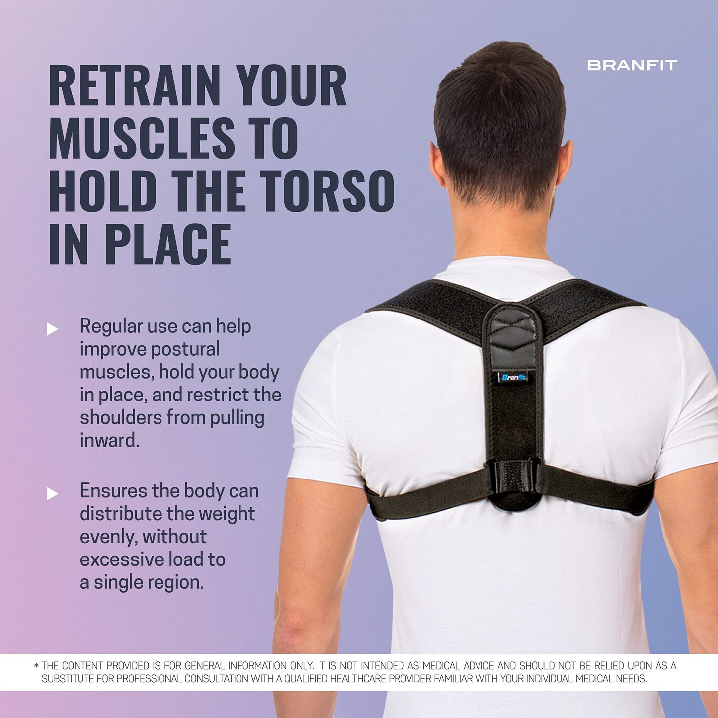 Branfit Shoulder & Back Brace Posture Corrector for Women and Men, Breathable Posture Trainer, Neck Brace and Back Posture Corrector for Upper Back & Neck Pain Relief