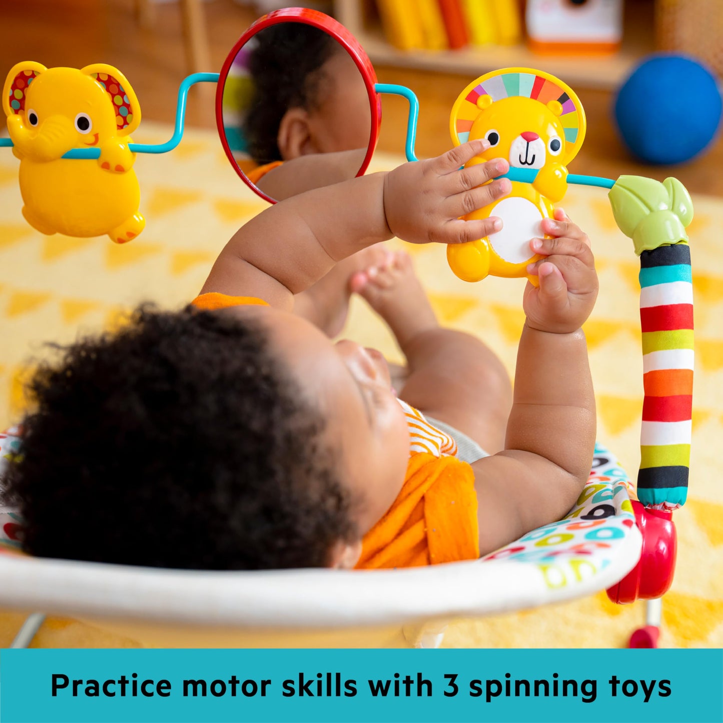 Bright Starts Portable Baby Bouncer Soothing Vibrations Infant Seat with Removable-Toy-Bar, 0-6 Months 6-20 lbs (Playful Pinwheels)