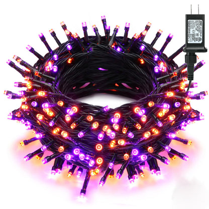 Brizled Purple & Orange Halloween Lights, 95.14ft 240 LED Halloween String Lights Connectable with Timer, 8 Modes Outdoor Orange Light, Plugin Mini Light Waterproof for Outside Spooky Decoration