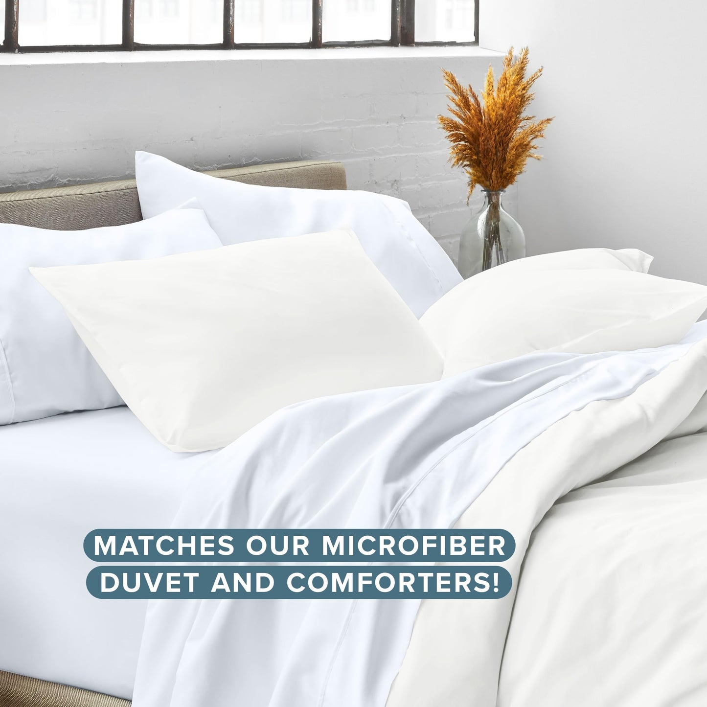 Bare Home Standard Pillow Sham Covers - Set of 2 - Premium 1800 Ultra-Soft Microfiber - Double Brushed - Stain & Fade Resistant - Bed Pillow Shams - Pillows Not Included (Set of 2, Cream)