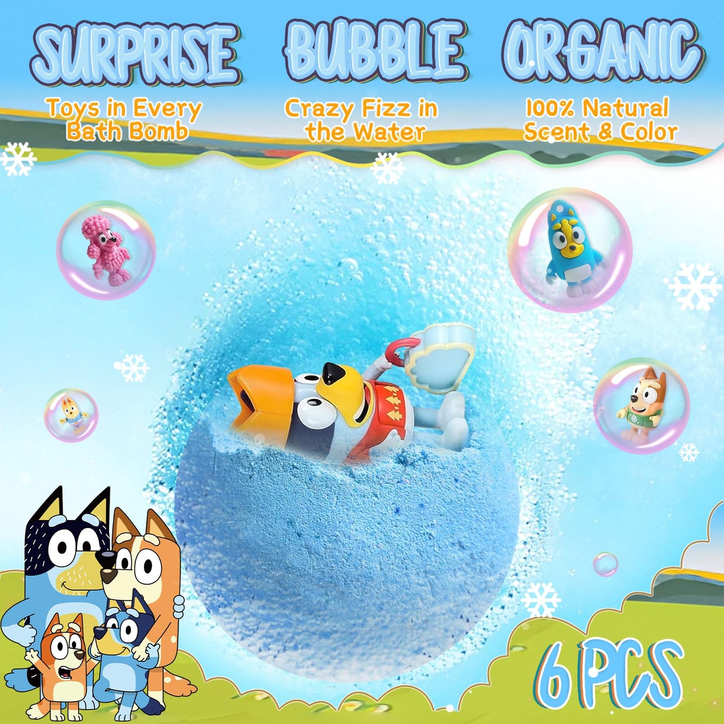 Bath Bombs for Kids: XXL Bath Bombs with Surprise Inside, Organic Bath Bombs Rich in Natural Essential Oils, Kids Bath Bombs Gift Set for Dry Skin Moisturize, Gifts Card for Kids (6 Pcs)