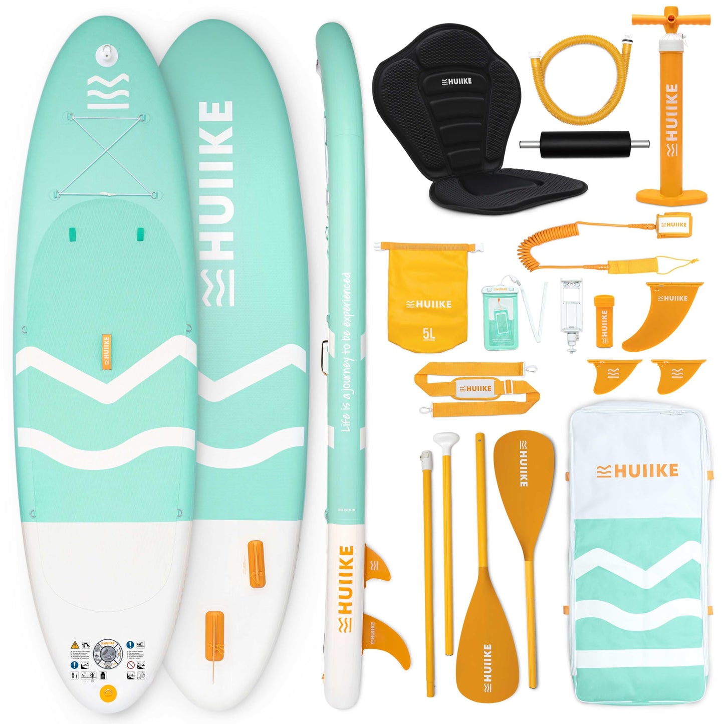 HUIIKE Inflatable Paddle Board for Adults with Accessories Included, Oar, Fins, Pump. Stand Up Paddleboard Great Stability and Resistance. 10’ x 33" x 5.9", Maximum Load 286 lb