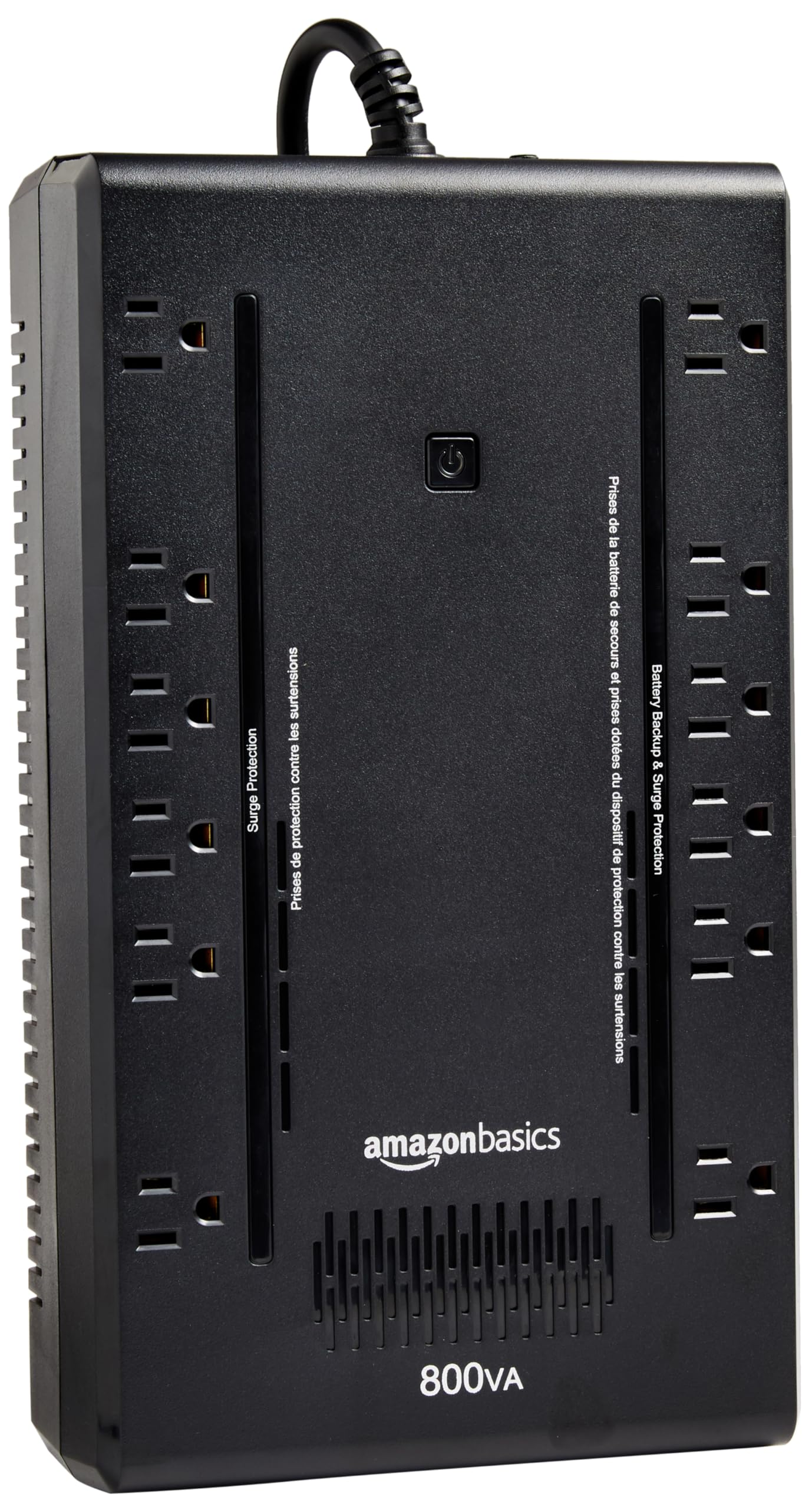 Amazon Basics UPS Battery Backup & Surge Protector 800VA/450W, 12 Outlets, Standby Uninterruptible Power Supply, for Power Outage Protection, Compact, Black