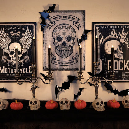 Homemory Black Flameless Taper Candles with Remote and Timer, Real Wax LED Taper Candles Battery Operated, Flickering Candle Sticks for Party Halloween Indoor Decoration, 6 Pcs, 9.6 inches