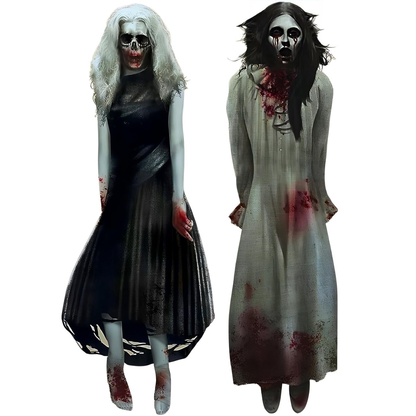 Haunting Ghost Girls Plastic Scene Setters Add-Ons - 65" x 33.5" (Pack of 2) - Spooky Decorations for Eye-Catching Halloween Celebrations