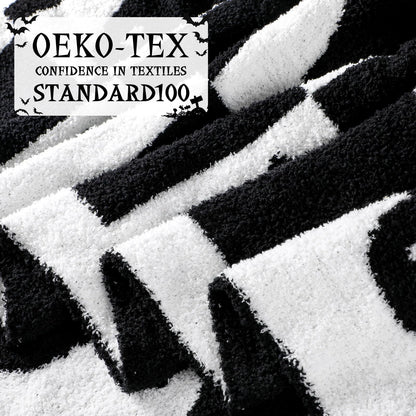 Buryeah Halloween Ghost Knit Throw Blanket, 50 x 60 Inch Spooky Ghost Reversible Knitted Throw Blanket, Cozy Lightweight Soft Gift for Couch Sofa Bed