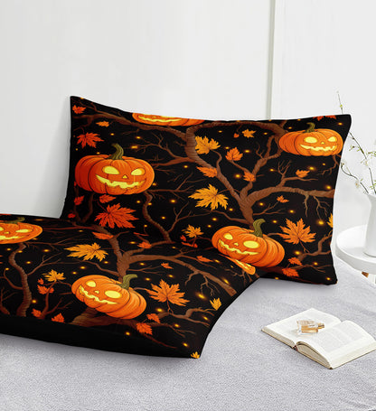 Black Pumpkin Bedding Happy Halloween Comforter Set Orange Pumpkin Lantern Spooky Ghost Festival Theme Black Halloween Bedding Comforter Set King Size