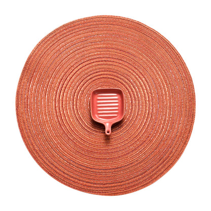 AHHFSMEI Round Braided Placemats Set of 6 Round Table Mats for Dining Tables Natural Woven Heat Resistant Place mats 15 Inch (Dark Orange)