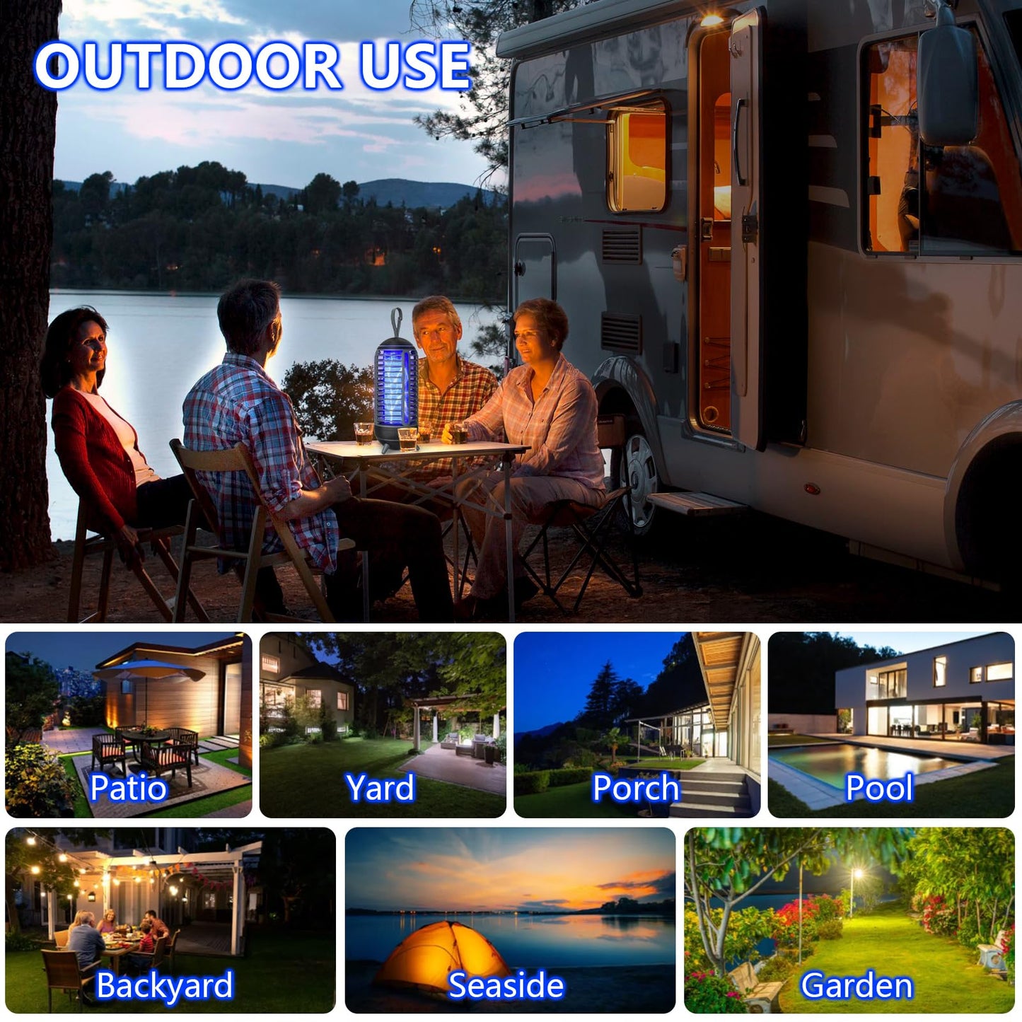 Bug Zapper Outdoor Rechargeable 2 in 1 Wireless Mosquito Killer Lamp 2500mAh Bug Zapper Electric Trap Ideal Fly Zapper Indoor for Patio, Home, Backyard, Yard, Garden, Campsite (Black) 1