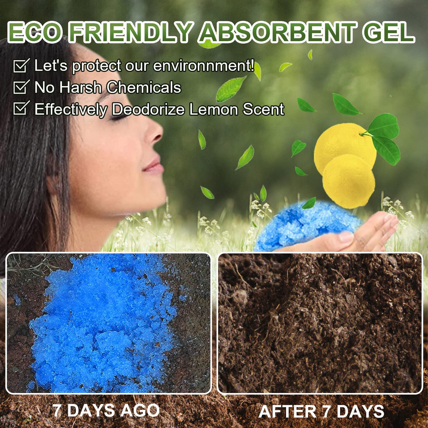 AOKE Portable Toilet Absorbent Gel Powder - Lemon 25 Pack Poo Deodorizing Treatment for Outdoor Camping and Hiking