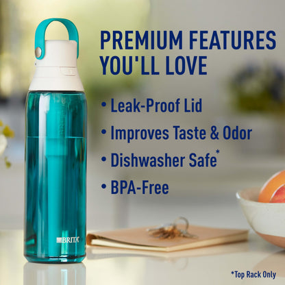 Brita Insulated Filtered Water Bottle with Straw, Reusable, Christmas Gift and Stocking Stuffer For Men and Women, BPA Free Plastic, Sea Glass, 26 Ounce