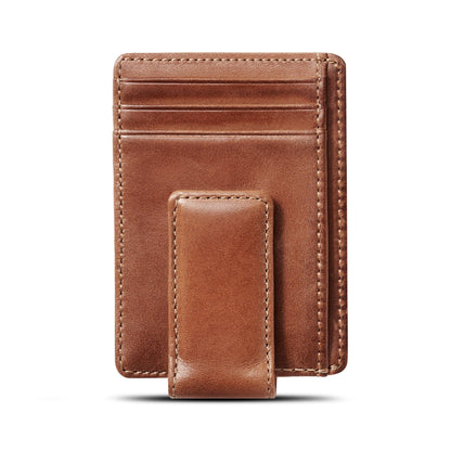 House of Jack Co. Carryall Slim Money Clip Wallet for Men, Strong Magnetic Clip, Front Pocket Wallet Card Holder, Full Grain Cowhide Leather,Tan