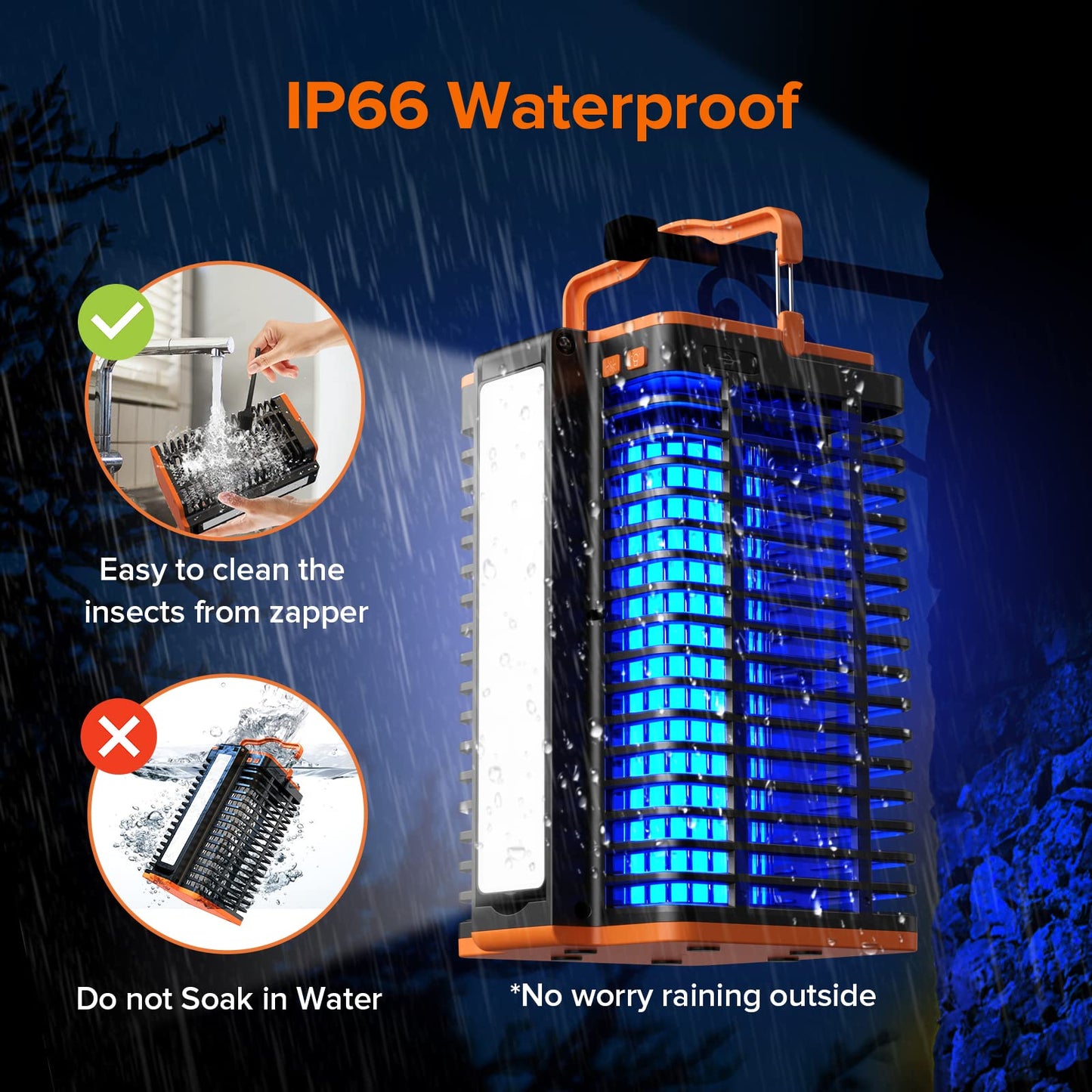 Bug Zapper Indoor Outdoor, Mosquito Trap Cordless & Rechargeable, Mosquito Zapper Solar Powered, 4200V Killer with Reading Lamp Equipped 4000mAh Battery for Home