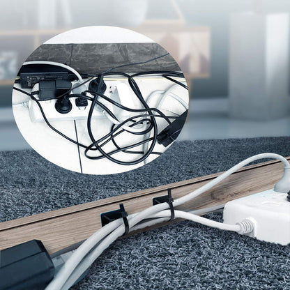 HUASAI 4/5" 100 Pack Zip Tie Mount With Cable Ties,Self Adhesive-backed Mounts for Wire Holder, White Cable Management Clips Wall Anchors