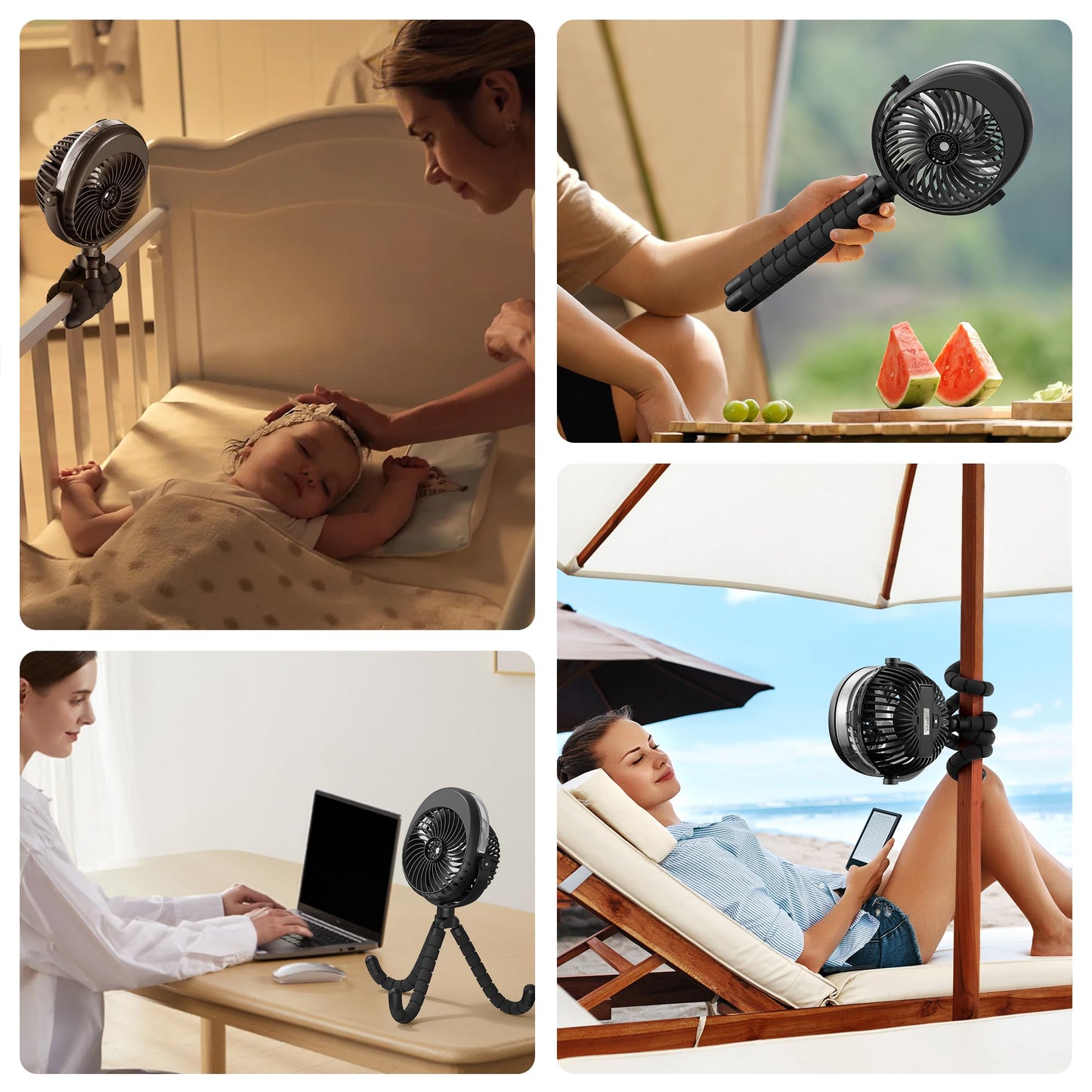 AMACOOL Portable Misting Stroller Fan, Rechargeable Mister Fan with Water Spray, 270°Pivoting, Flexible Tripod Clip on Mist Cooling Fans for Disney Travel Beach Outdoor Car Seat Treadmill Golf Cart