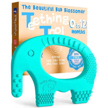 Baby Elefun Teething Ring for Babies 0-6 Months - 5X Pain Relief Smart Teether - Zero Developmental Delay Silicone Teether - Cute Infant Chew Toy, Shower Gift