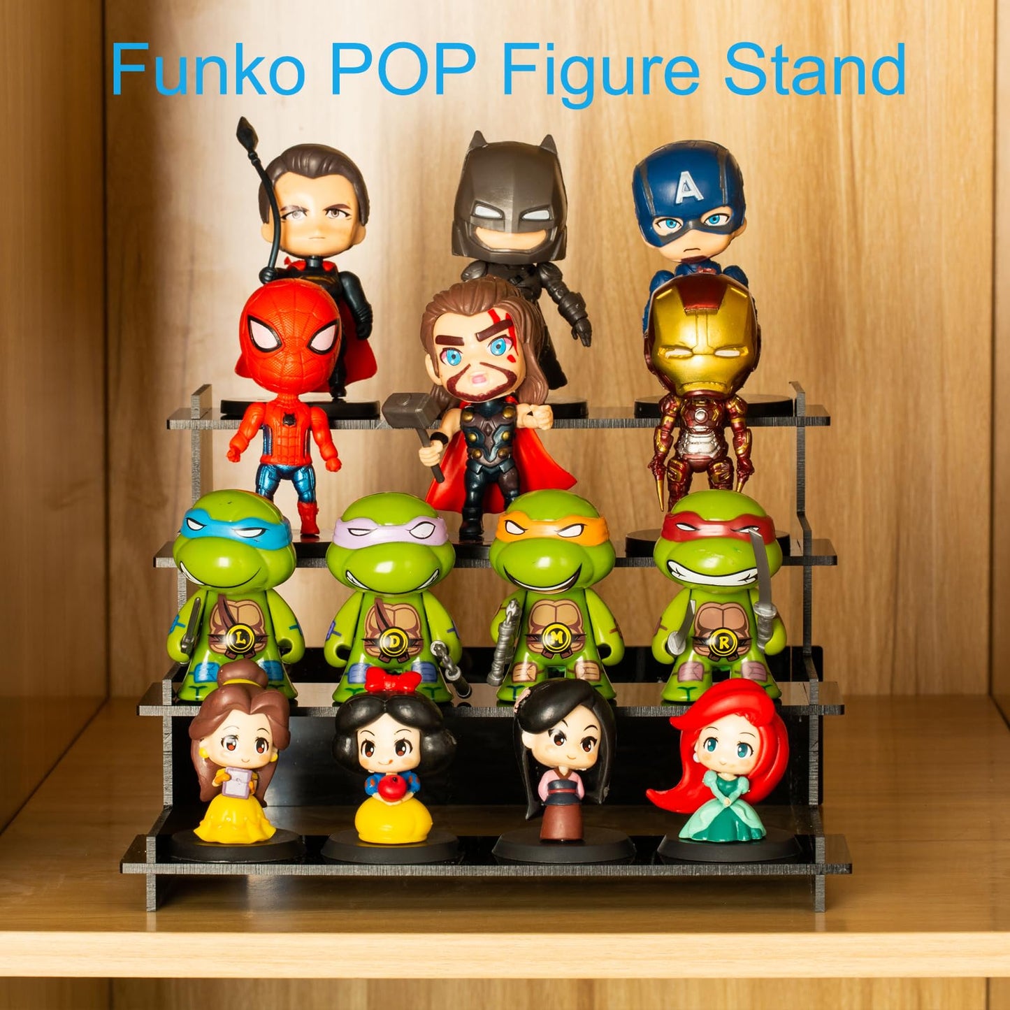 HENABLE 4 Tier Black Acrylic Display Risers, Perfume Organizer Stand, Cupcake Stand Holder, Shelf Risers for Display Stands for Funko POP Figure, Dessert Shelves for Party, Decoration