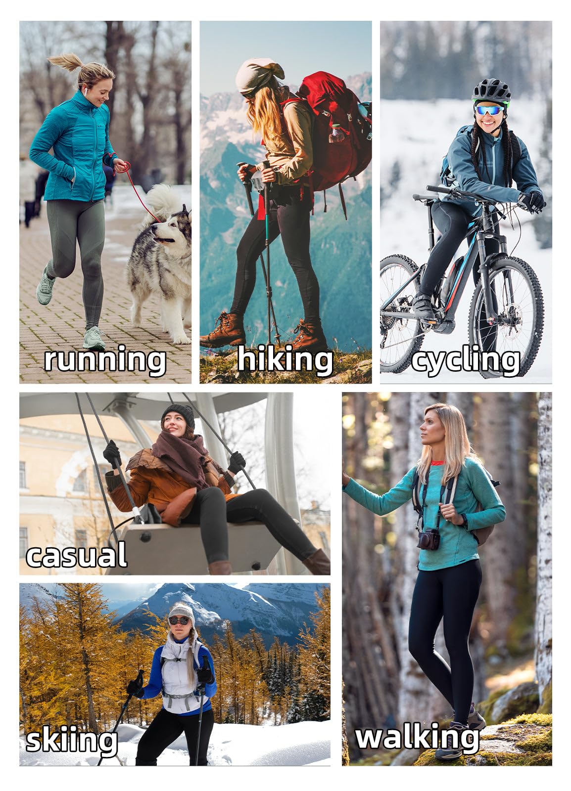 BALEAF Women's Fleece Lined Leggings Water Resistant Winter Clothes Running Tights Cold Weather Hiking Pants Zip Pockets