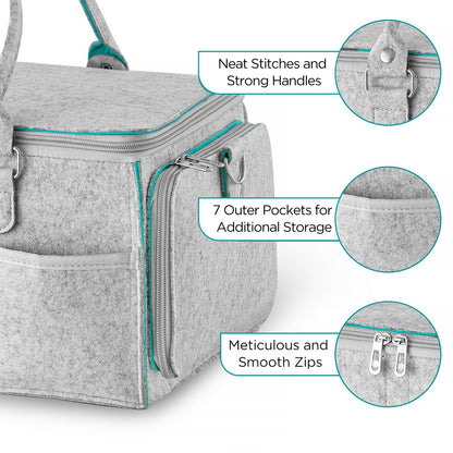 HBlife Baby Diaper Caddy Organizer, Nursery Storage Bin, 16" x 10" x 7" Large Portable Basket Shower Gift Newborn Essentials Baby Registry Must Haves Items-Green