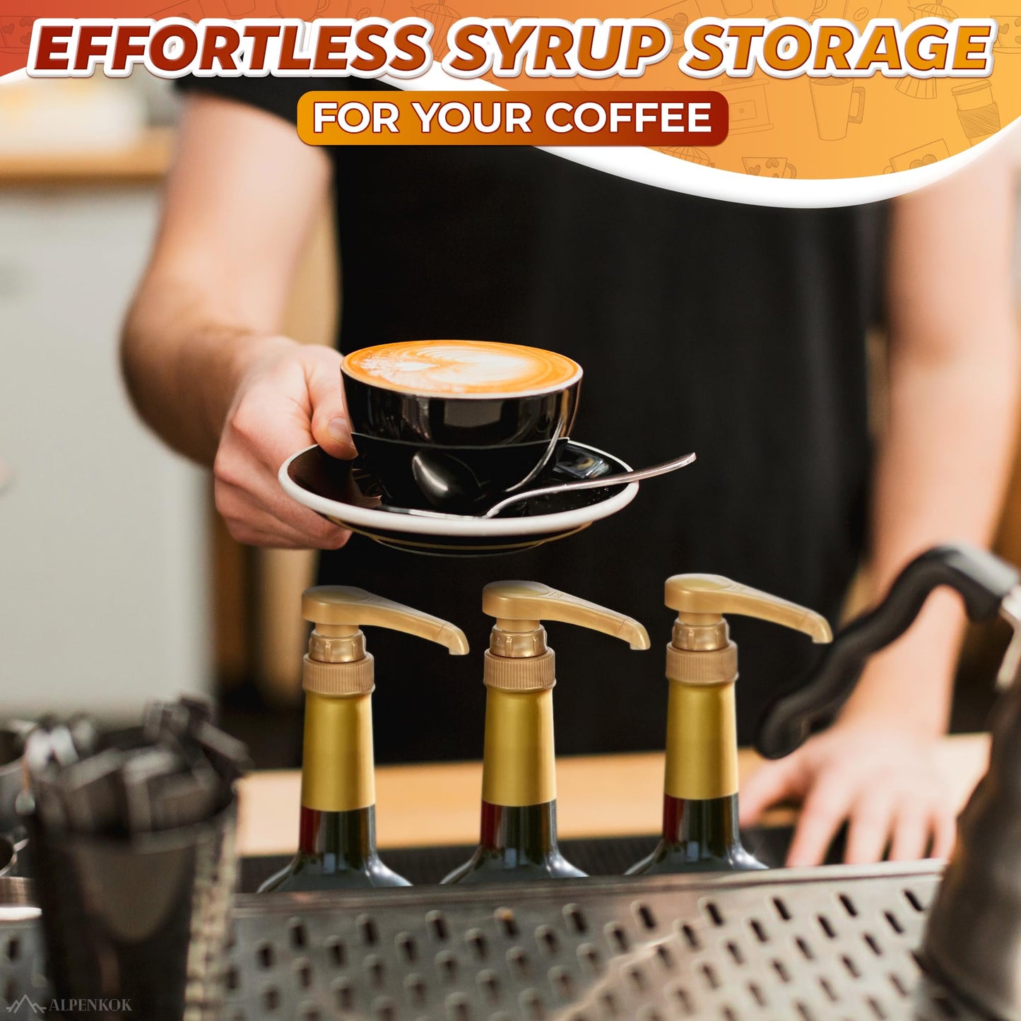 4 Pcs Coffee Syrup Pump Dispenser - Works as Skinny and Torani Syrup Pump - Precise Dispensing & Lockable Design, Fits Various 25.4 oz Bottles, Easy to Use & Clean, Ideal for Liquid & Pastes