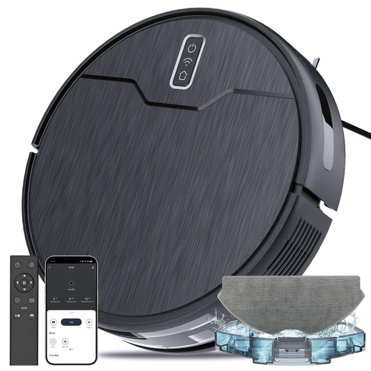 betboyles Robot Vacuum and Mop Combo, Robot Vacuum Cleaner, 6 Cleaning Modes, Large Capacity Water Tank Dustbin, Self-Charging, WiFi/App/Alexa, Ideal for Hard Floor, Carpet, Pet Hair
