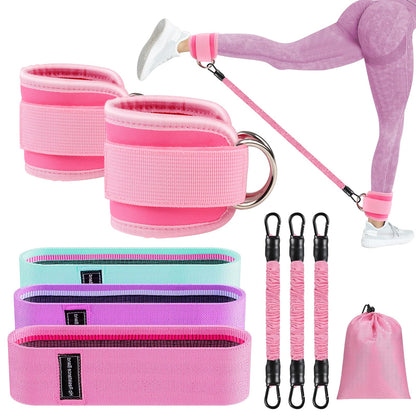 9 pcs Ankle Resistance Bands with Cuffs, Ankle Weights for Legs Glutes, Ankle Bands for Working Out Exercise Bands Set for Butt Lift Women Workout Equipment, Perfect for Gym Home Workouts