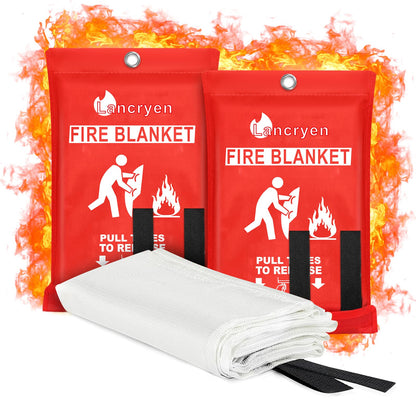 2025 Emergency Fire Blanket, 2 Pack Fire Extinguisher Blanket, Fire Suppression Blanket, Flame Retardant Towel Fire Safety Cloth for Home, Kitchen, School, Grill, Car, Office, Warehouse(40” x 40”)