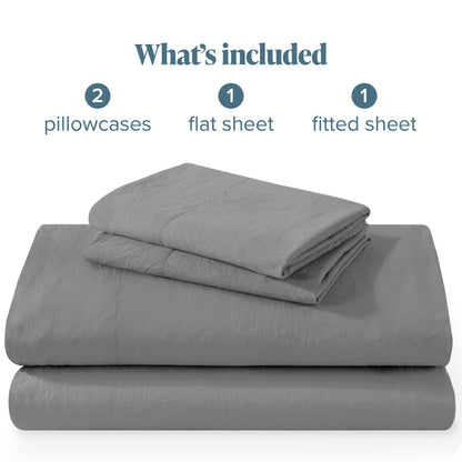 Bare Home Full Sheet Set - Luxury 1800 Ultra-Soft Stonewashed Microfiber - Double Brushed - Deep Pockets - Easy Fit - Breathable Bedding - Sheet Sets & Pillowcases (Full, Grey)