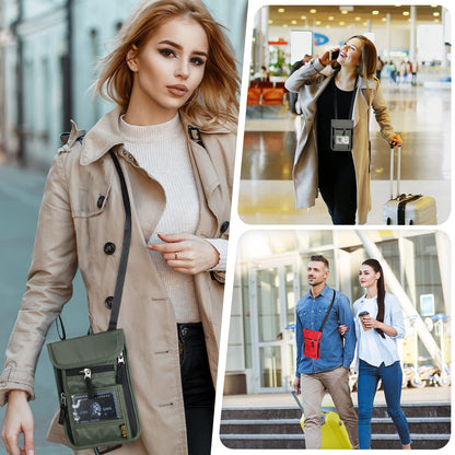 HOTEMIA Neck Wallet for Travel,Passport Holder Neck Pouch for Men Women with Adjustable Neck Strap and RFID Blocking (Orange)