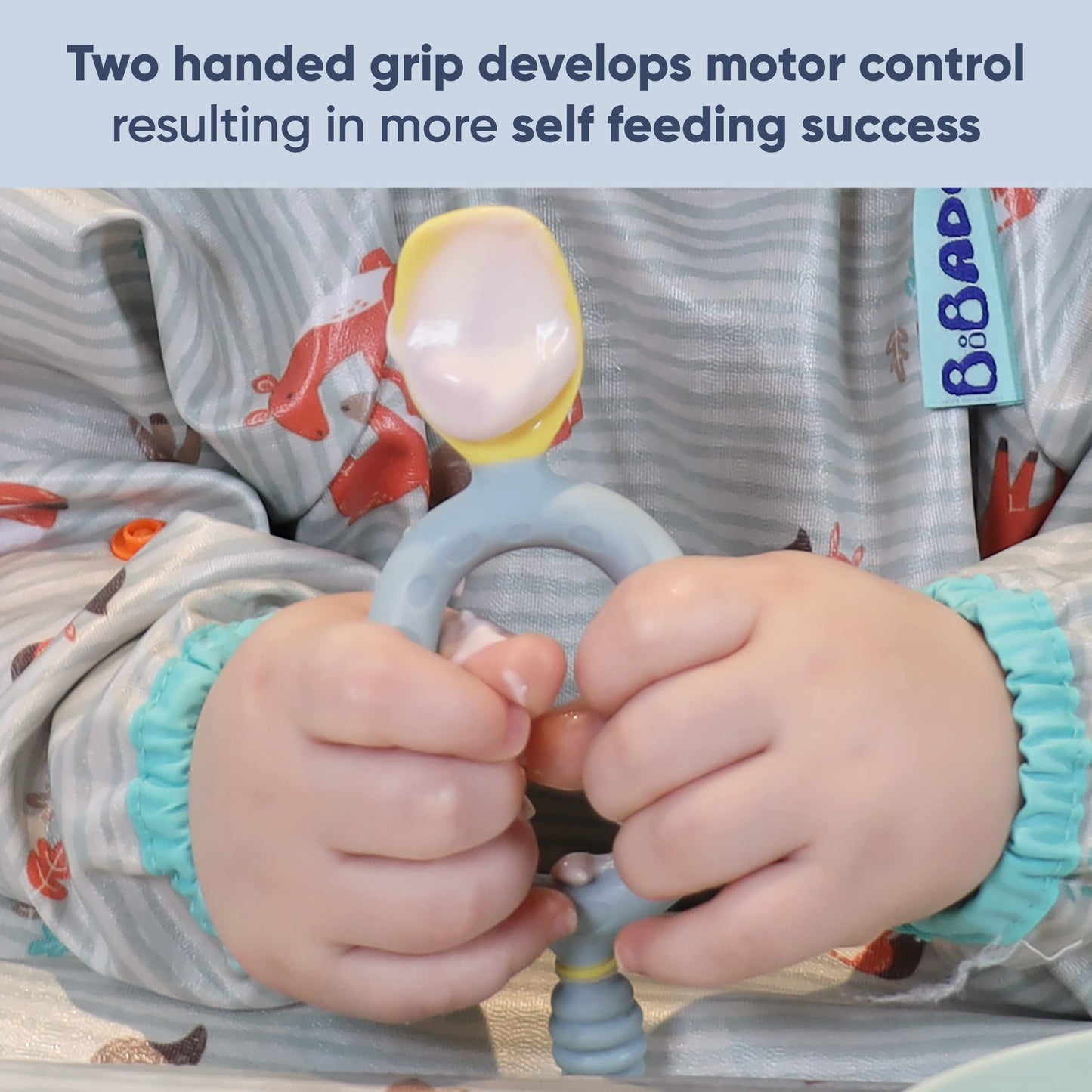 Bibado Dippit- Baby Led Weaning Spoon, BPA Free Baby Spoons Self Feeding 6 Months & Up, 2 Handed Baby Spoon with Loop Handle, Use as Toddler & Baby Training Spoon, Baby Led Weaning Supplies, 2 Pack