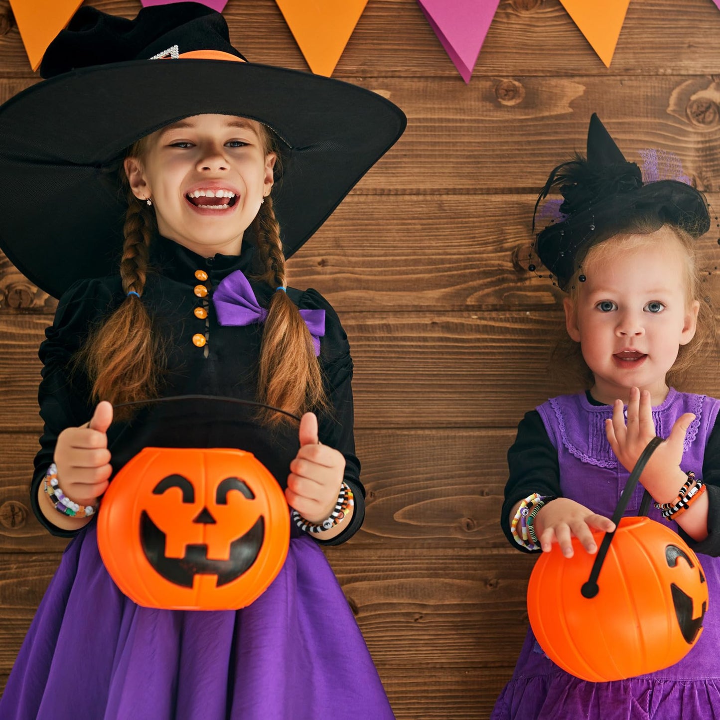 Jadive 48 Pcs Friendship Bracelets Bulk Colorful Adjustable Kids Bracelets Stretch Clay Preppy Surfer Beaded Halloween Christmas Girl Boys Party Favors Jewelry Gift Set, Various Styles(Ghost)