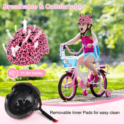 Helmet for Kids 8-14, Adjustable Kids Bike Helmet with DIY Cat Ears for Girls Youth for Skateboard Scooter Cycling Roller Skating, Pink