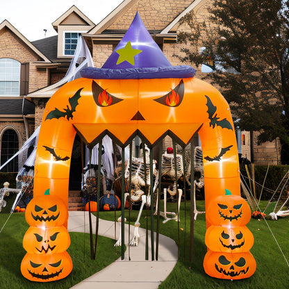 AerWo 12FT Tall Halloween Inflatables Archway Giant Arch, Pumpkin Blow Up With Built-in LED Lights for Outdoor Decorations, Holiday Yard Lawn Garden Party Decor