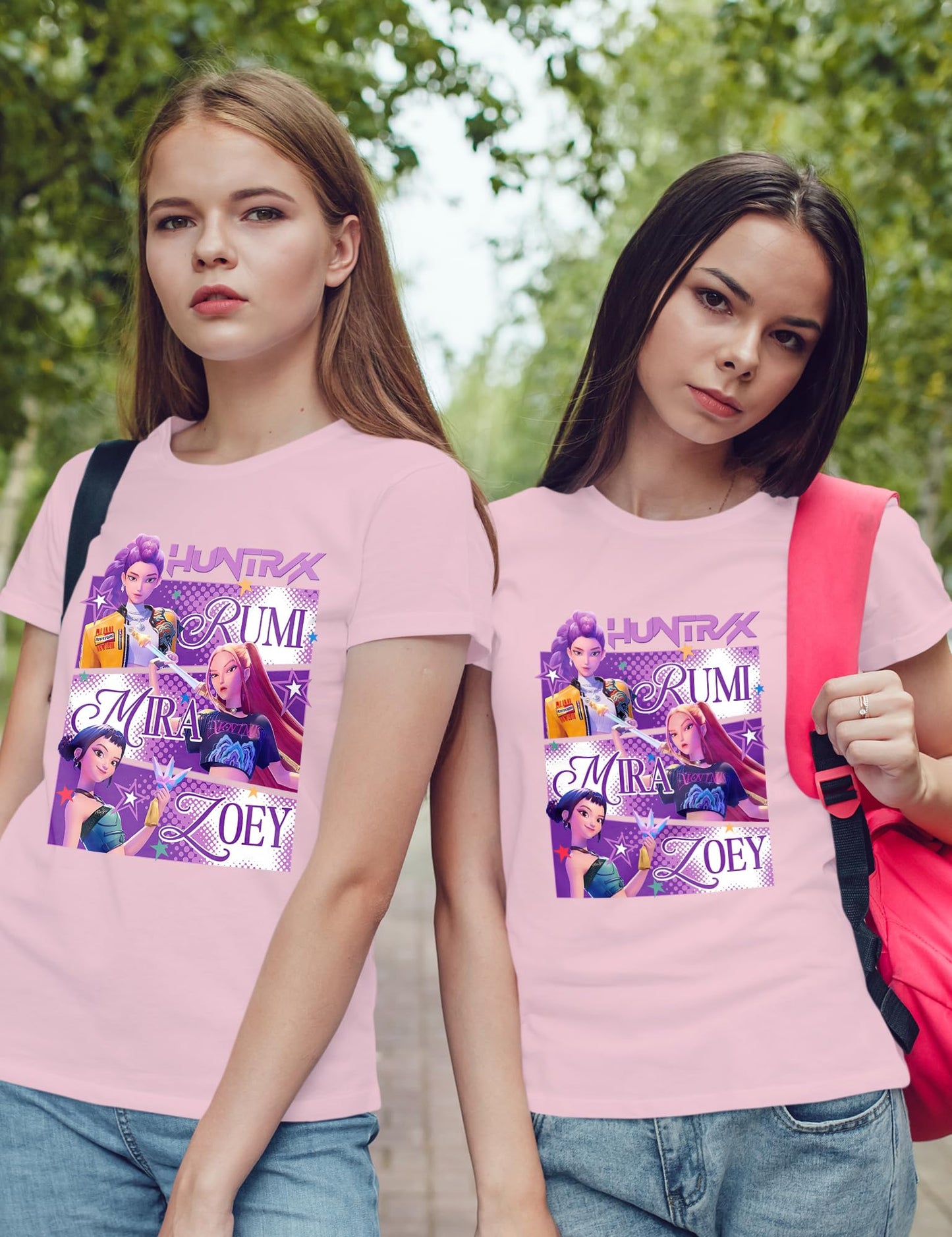 Huntrix Shirt - Demon Pop Hunters Shirt - Dark Fantasy Idol Slayer Graphic Tee - Supernatural K-Pop Merch for Kids&Adult (Pink, Youth S)