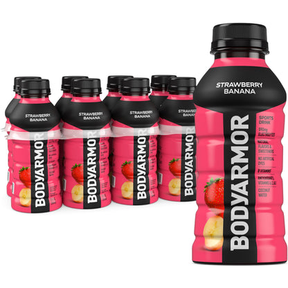 BODYARMOR Sports Drink Sports Beverage, Strawberry Banana, Coconut Water Hydration, Natural Flavors With Vitamins, Potassium-Packed Electrolytes, Perfect For Athletes, 12 Fl Oz (Pack of 8)