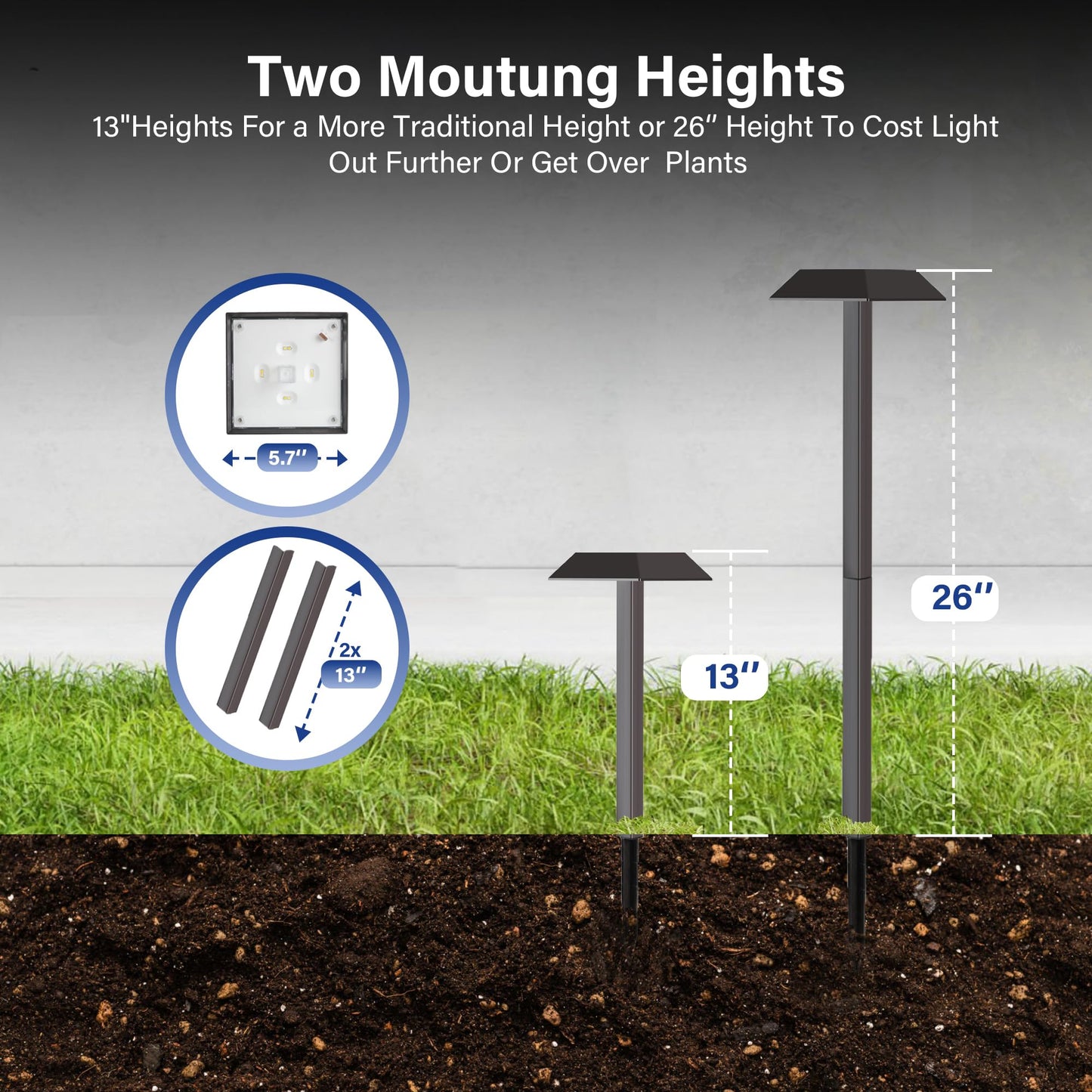 Bobcat Solar Landscape Pathway Lights Super Bright with 2-in-1 Warm White and Daylight Modes, Solar Lights for Outdoor Path, Sidewalk, Driveway, or Walk Way, Dark Brown(4 Pack)