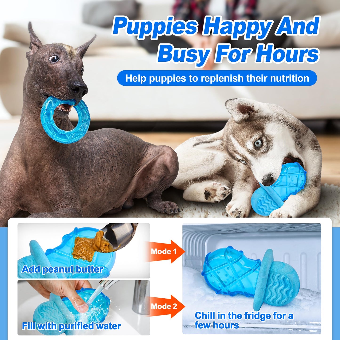 ADDPETS 3 Pack Puppy Teething Toys Freezables Relieve Teething Pain and Itching,Large Capacity Frozen Puppy Toys for Teething with Long Lasting Freezing Effects.Fillable Puppy Teething Rings