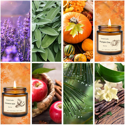 6 Pack Fall Candles Set,Scented Candles for Home, Aromatherapy Gifts for Women Men, Fall Winter Holiday Natural Soy Candles Set for Birthday, Mother's Valentines Day Gifts for Her